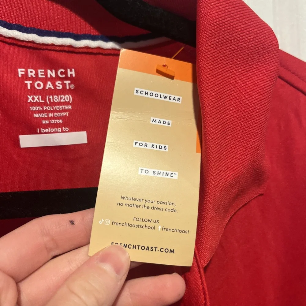French Toast Polo Short Unisex XXL (18/20) Red Uniform Button Pique Polo‎